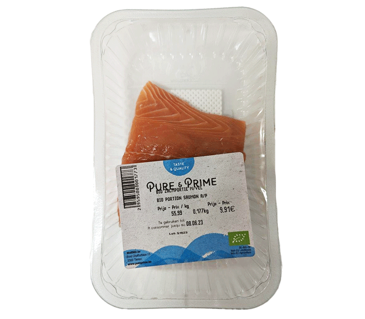 Pure & Prime Portion de saumon frais sans arêtes avec peau bio 180g NO